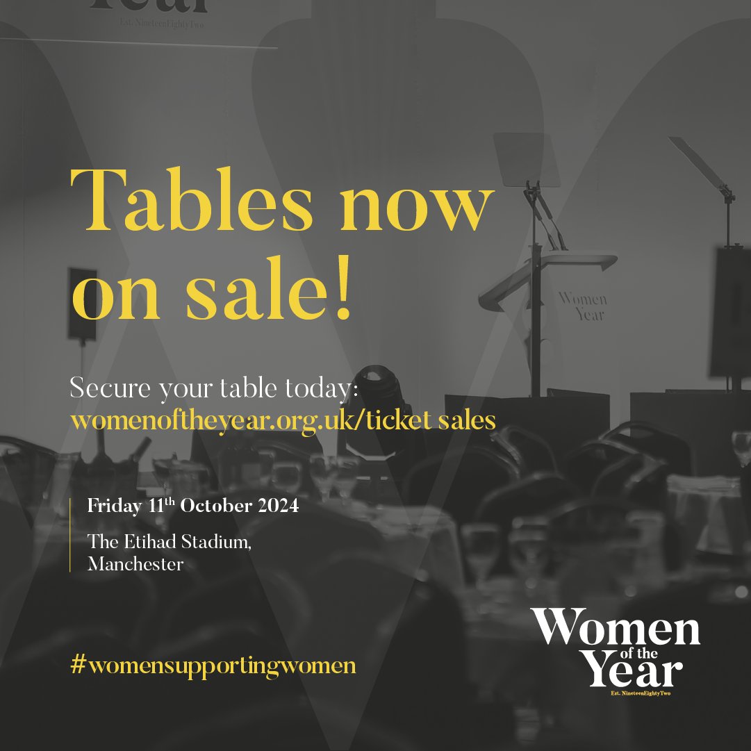 Join us for our 2024 Women of the Year Luncheon and Awards 🙌 🗓️ Friday 11th October 2024 📍 Manchester City Football Club, the Etihad Stadium Still need to book your table? We only have a few left, so book your package today ⬇️ 🎫 lnkd.in/eDajvEew