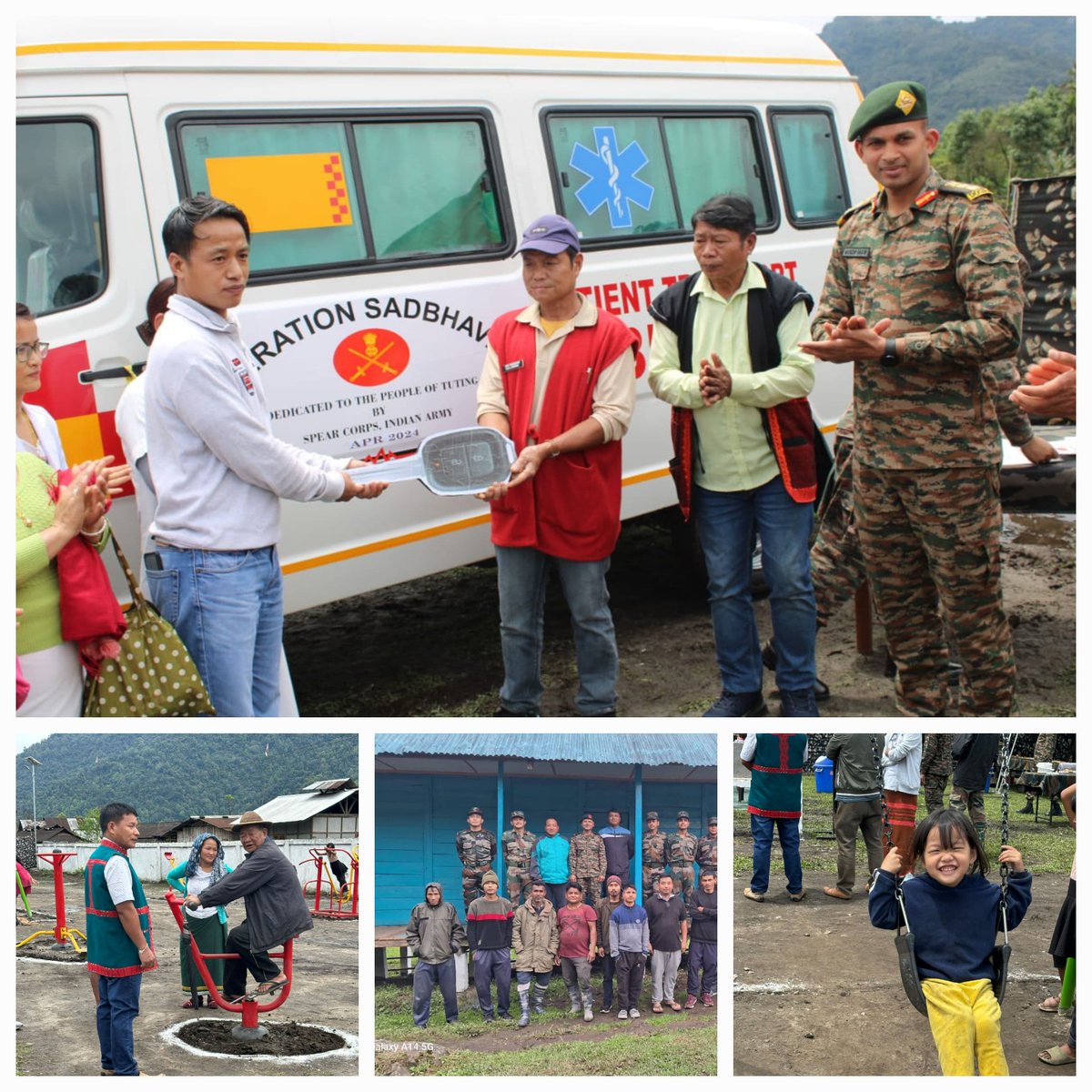 𝗕𝗨𝗜𝗟𝗗𝗜𝗡𝗚 𝗟𝗔𝗦𝗧𝗜𝗡𝗚 𝗕𝗢𝗡𝗗𝗦 #SpearCorps, #IndianArmy dedicated multiple projects under #OperationSadbhavna in the #VibrantVillage of Tuting, #ArunachalPradesh. The projects included provision of a fully equipped Ambulance, construction of a Children Park and Open…