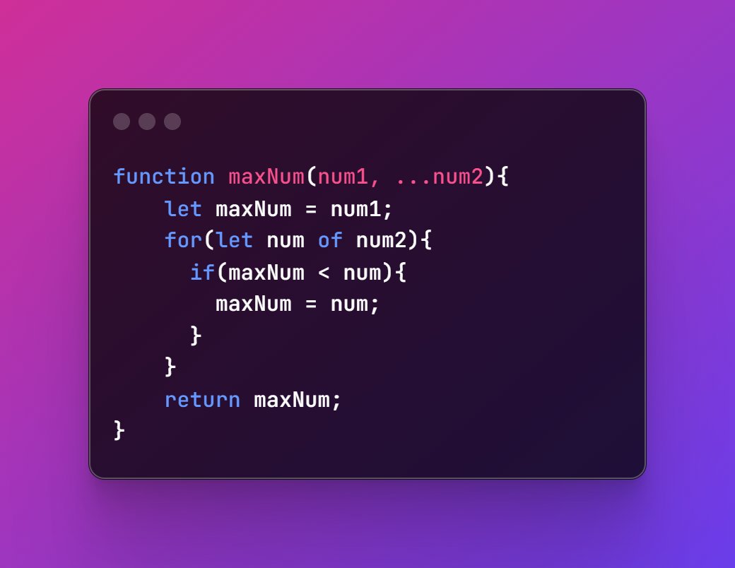 Makethecoder's tweet image. Expert in JavaScript.
This `maxNum` function is not properly optimized. Can you optimized it. If Yes, then share your code in comment I will pin the most optimized code in this post.