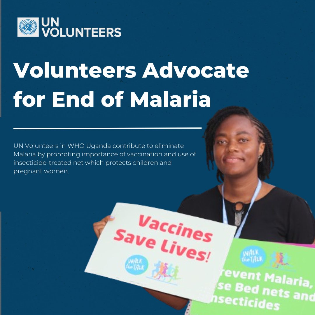 @UNVolunteers contribute to end Malaria🩸 Elise Tcheutchoua Yonkeu, communication officer from Cameroon🇨🇲 in @WHOUganda 🇺🇬, delivers the campaign to the community so that local people can prevent Malaria and protect children and pregnant women. #EndMalaria #WorldMalariaDay