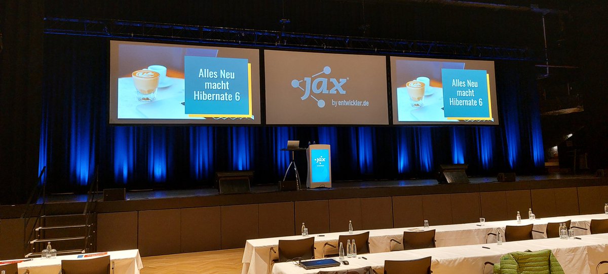 thjanssen123's tweet photo. Rocking the big stage at #JAX / #jaxconf today.
Meet me at 10 in Kongresssaal to learn more about all the exciting changes and improvements #Hibernate introduced in the 6.x versions https://t.co/zaNT38EQeu