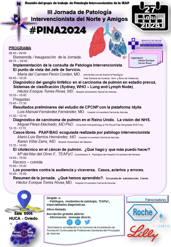 ♀️ in her 70s.
🥃 Urine sample.
🔬 High Grade Urothelial Carcinoma.

👋 Solo 2️⃣ días...
💉 #PINA2024 / Reunión del grupo de trabajo de Patología Intervencionista de la <a href="/SEAP_IAP/">SEAP-IAP</a>.
🏥 Aula S2-006 del <a href="/HUCA_Asturias/">@HUCA</a>.