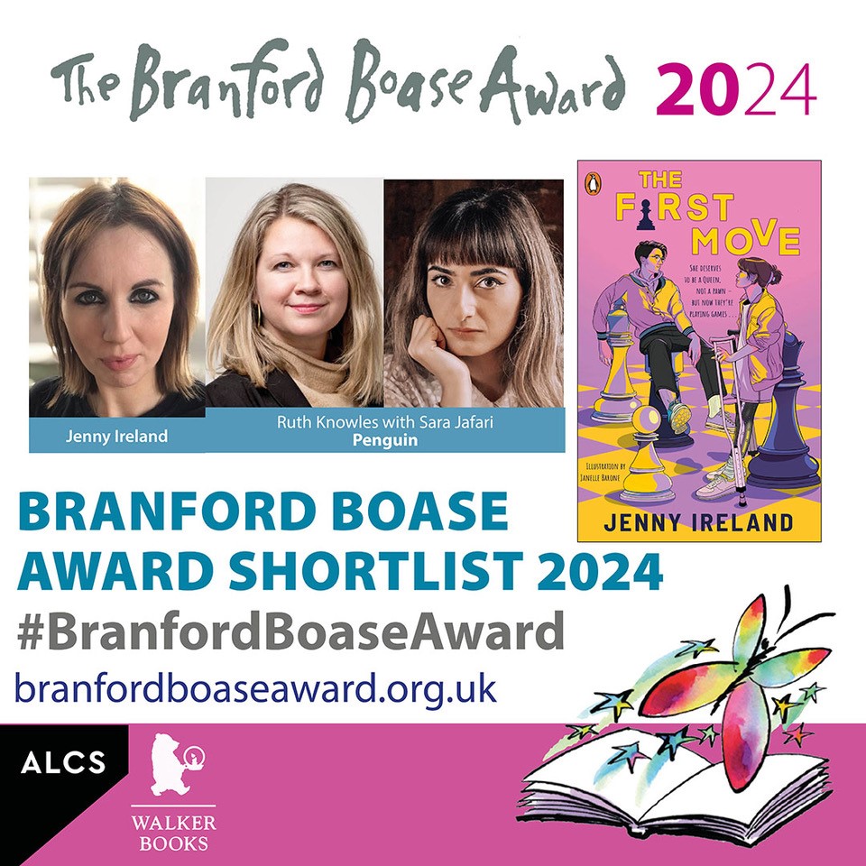 BranfordBoase's tweet photo. Intoducing the 6 outstanding debut novels for children/young people on the #BranfordBoaseAward shortlist: THE FIRST MOVE by Jenny Ireland @IdreamofNarnia ed @RuthMKnowles with @sarajafari @penguinrandom. Our judges were enthralled by this book https://t.co/g0Wrojv79K https://t.co/GDIe3ldYZZ