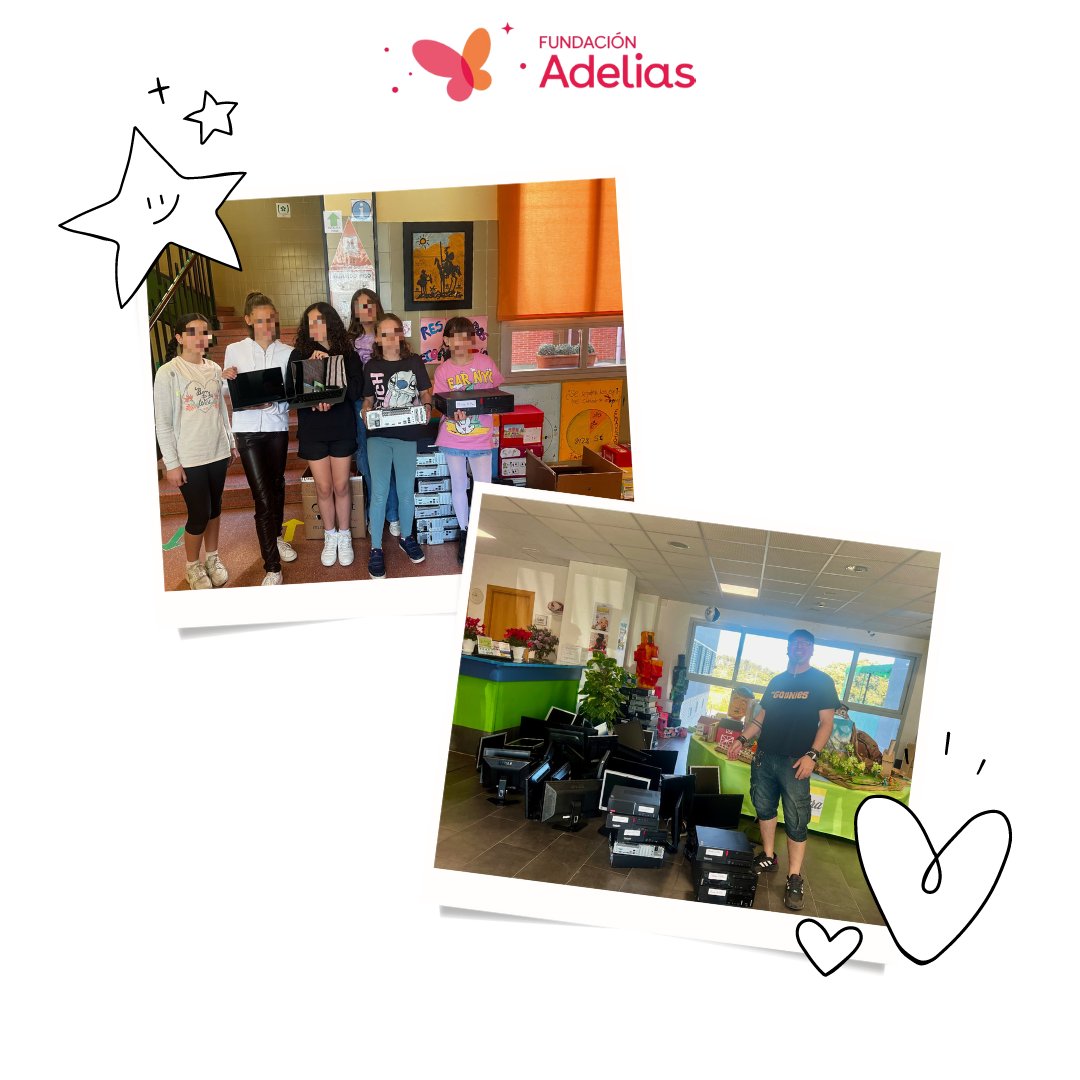 ¡Emocionante jornada en la sierra de Madrid! 💻
El 17 de abril entregamos 90 ordenadores en dos coles, CEIP Miguel de Cervantes y Colegio Jara, recibidos con alegría por alumnos.  
Donaciones de <a href="/bancamarch/">Banca March</a>  y #CIRSA. ¡Gracias por impulsar el Banco de Recursos Digitales! 🚀🌟