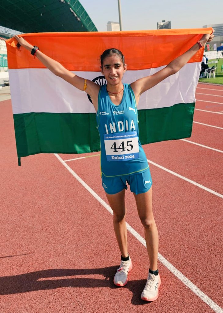 Aarti bags Bronze! 🥉 With a timing of 47:45.33, Aarti gets India another medal at the Asian U20 Athletics Championship in the Women's 1000m Race Walk event! 🇮🇳 @afiindia #Athletics #india #Paris2024