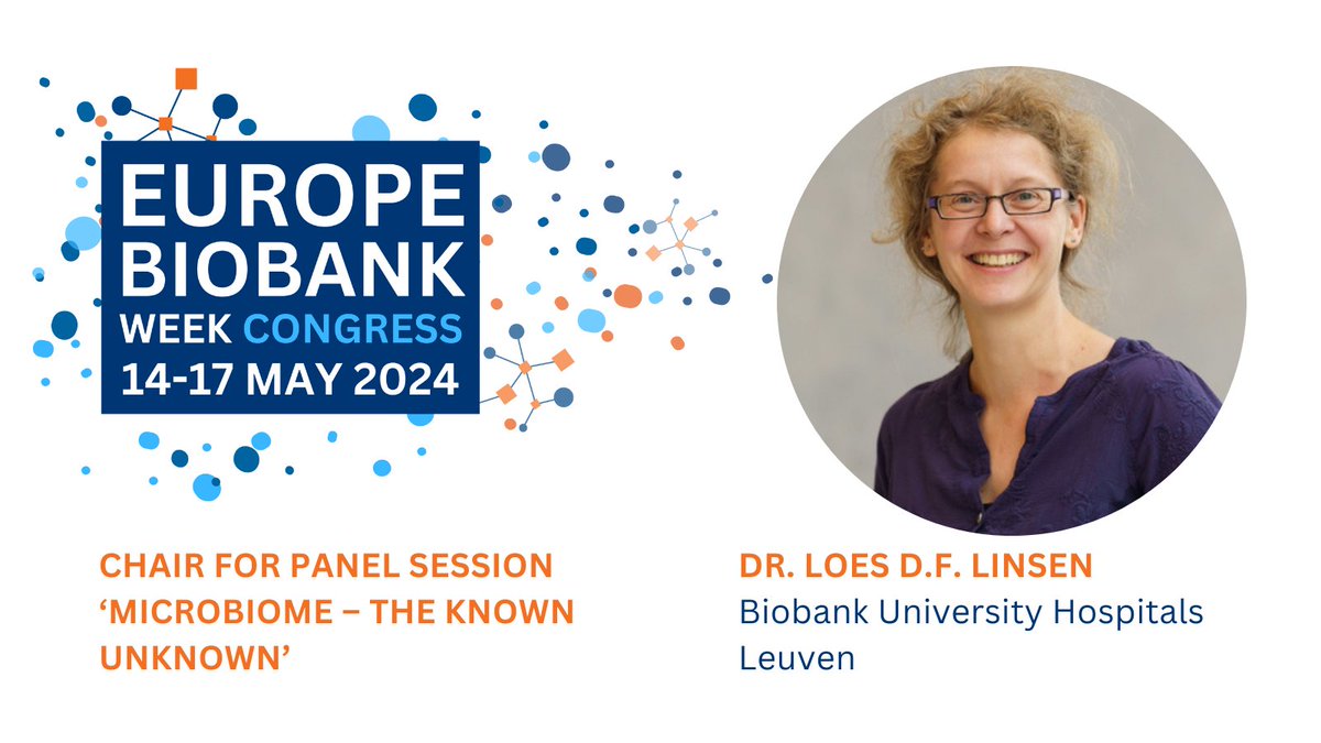 🎉 #EBW24 is delighted to have Dr. Loes D.F. Linsen as chair for panel session: ‘Microbiome – the known unknown’.

📆  16 May
📍  The Hofburg, Vienna

🔗 europebiobankweek.eu/ebw24-previews…