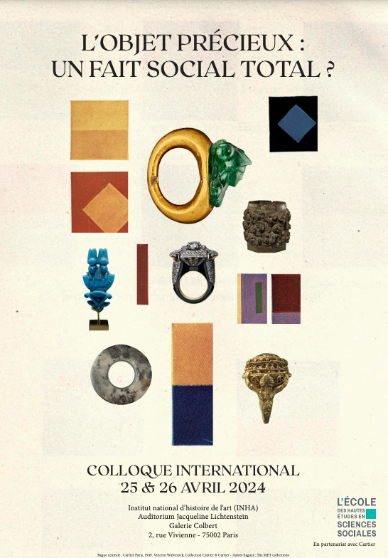 EHESS_fr's tweet photo. #Colloque
💍🗣️L'objet précieux : un fait social total ? Fruit d'une collaboration inédite avec Cartier, aujourd'hui s'ouvre à l'@INHA_Fr deux jours d'un colloque consacré aux multiples fonctions, rôles et représentations de l’objet précieux
➡️https://t.co/aupy82eeSV https://t.co/f2430VY9nN