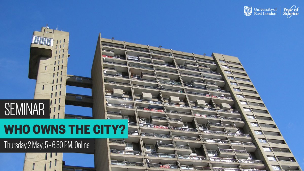Who owns the city? 🌇 This insightful seminar from The Centre for Social Change, with Nick Bano and Isaac Rose, will discuss how to fight back against the effects of rentier capitalism on urban living. Sign up 👉 eventbrite.co.uk/e/who-owns-the… @NickBano @_isaacrose #UELYearofScience