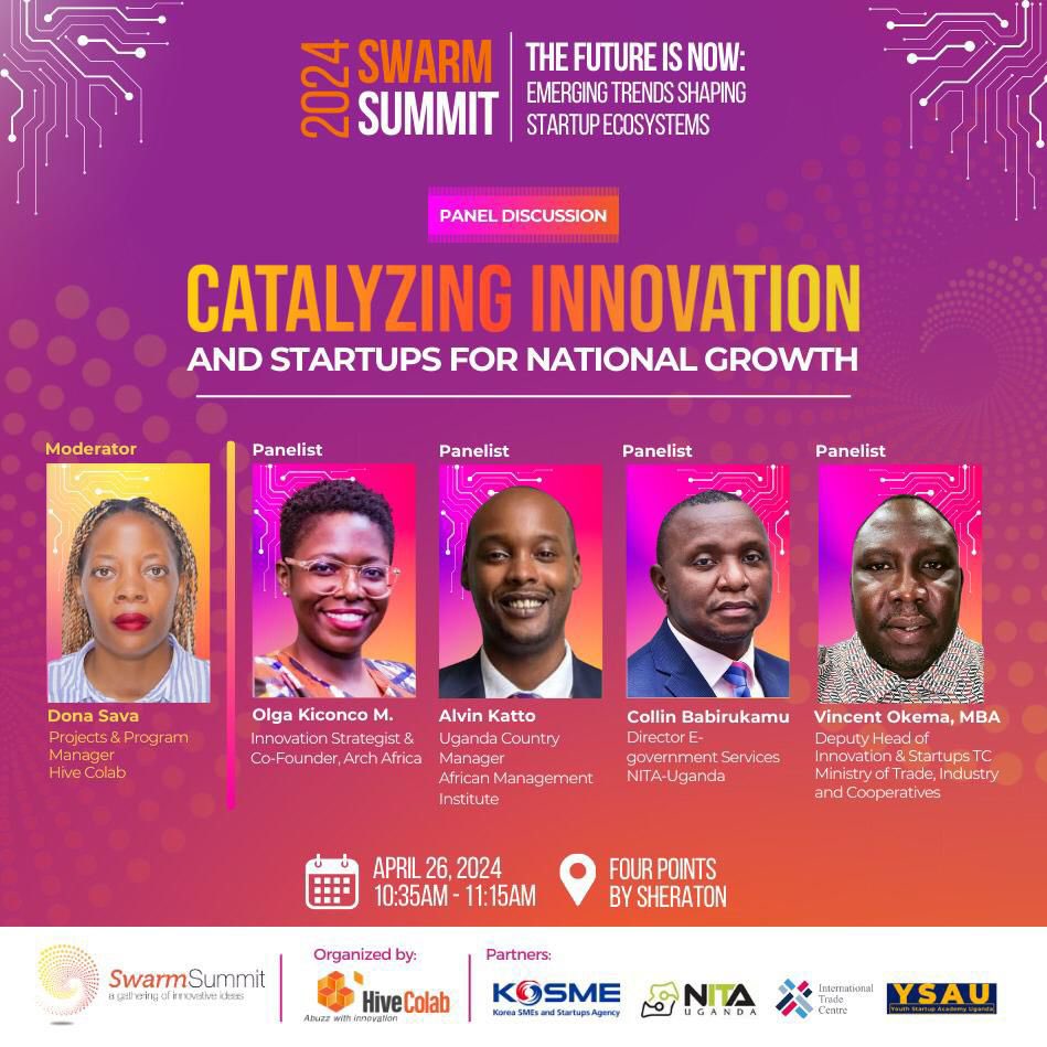 Our next speakers for the Swarm Summit 2024 today are ready to discuss catalyzing innovation and startups for national growth. Already happening at Four points Sheraton. #swarm24 Follow all the conversation on the live stream on; youtube.com/live/vLQGHumJc