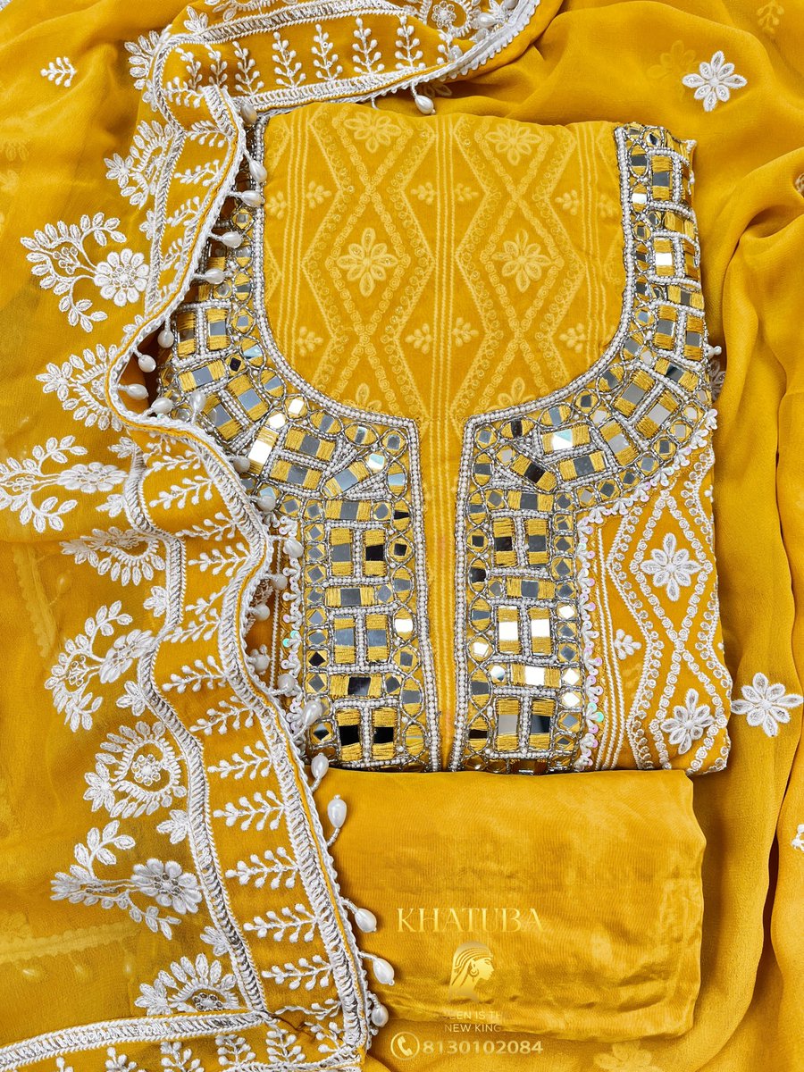 Delicate flower embroidery and shimmering mirror work adorn this piece, elevating simplicity to sheer elegance. Embrace the allure of understated beauty.  
#khatuba #khatubaofficial #queen_is_the_new_king #eleganceineverythread #jorjet #jorjetcloth #santoon #uniquedesign #shopnow