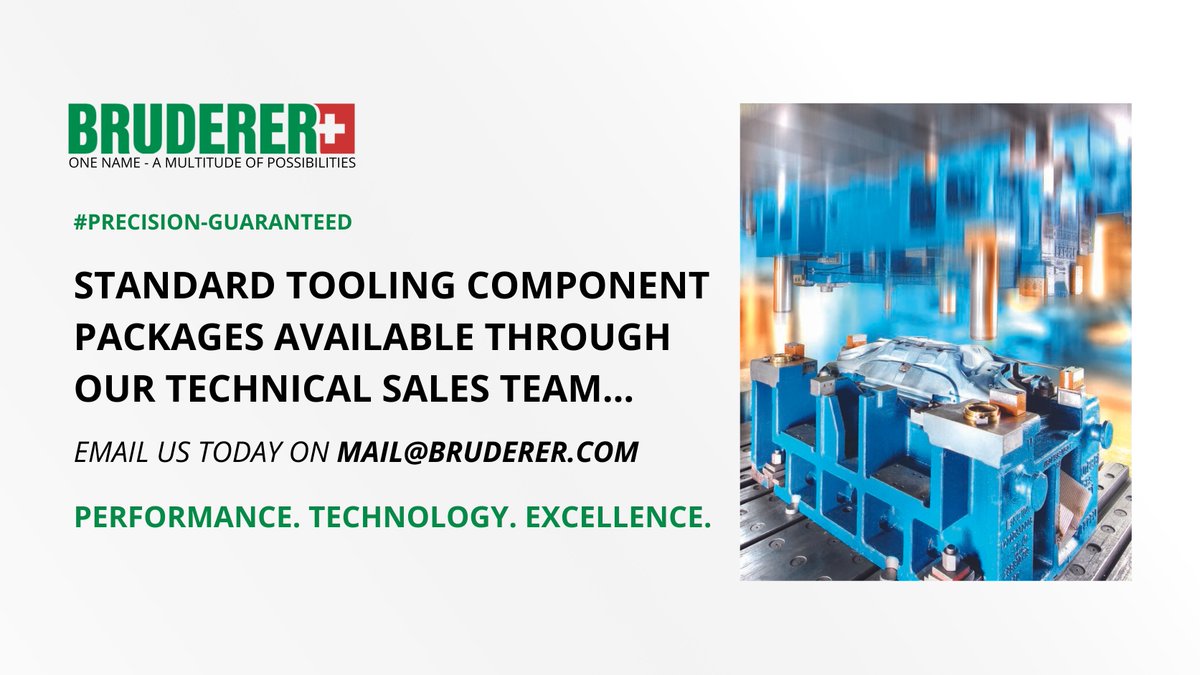 FOR OVER 50 YEARS, BRUDERER HAS BEEN SUPPLYING HIGH-PRECISION TOOLING COMPONENTS. - Guide element - Lifting equipment - Punches and dies - Die sets - Gas Springs - Elastomer elements ...And a whole lot more! For more info, contact mail@bruderer.com #Bruderer #Ukmanufacturing