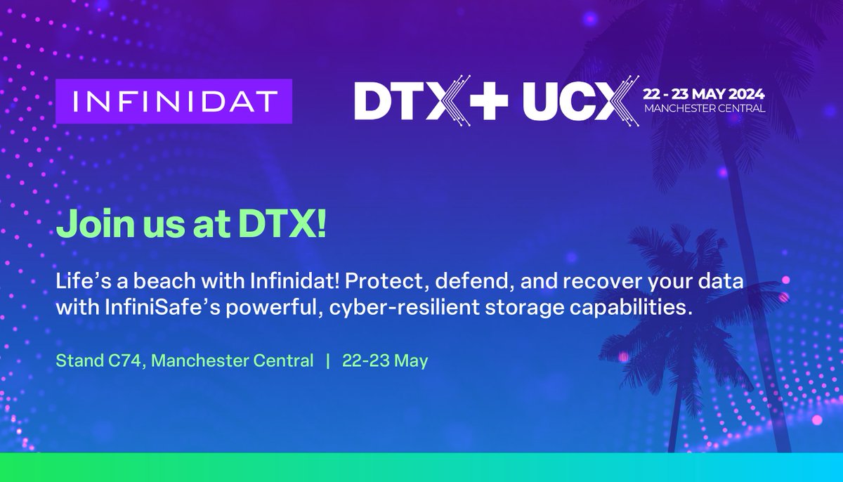 Cybercriminals never take a break, but with Infinidat solutions you can! Join us at Stand C74 at @DTX360 Manchester and don’t miss Field CTO @KarivGuy on May 22 at 310p on the Data & AI Stage to learn what makes us the ultimate in cyber storage resilience! okt.to/dDZz61