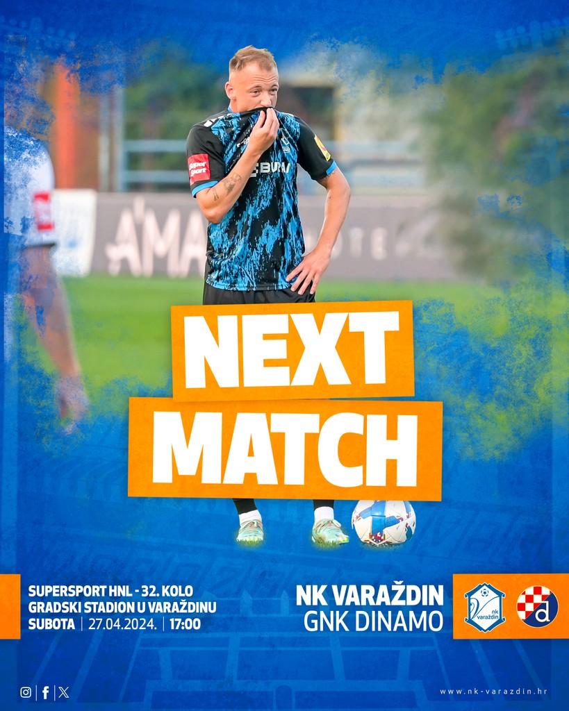 U subotu s početkom u 17:00 očekuje nas utakmica u sklopu 32. kola SuperSport HNL-a protiv Dinama! #nkvarazdin #ovojenasgrad