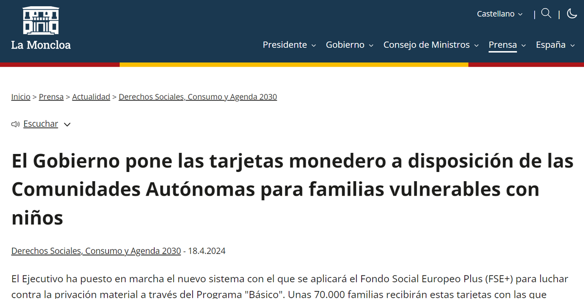 ¡¡Cambio histórico en España! 💳 Bolsas de alimentos reemplazadas por tarjetas monedero, apoyadas por el Ministerio de Derechos Sociales y Cruz Roja. 70.000 hogares beneficiados, combatiendo la pobreza infantil. ¡Avance hacia un futuro más inclusivo! 🌟👨‍👩‍👧‍👦 #TransformaciónSocial