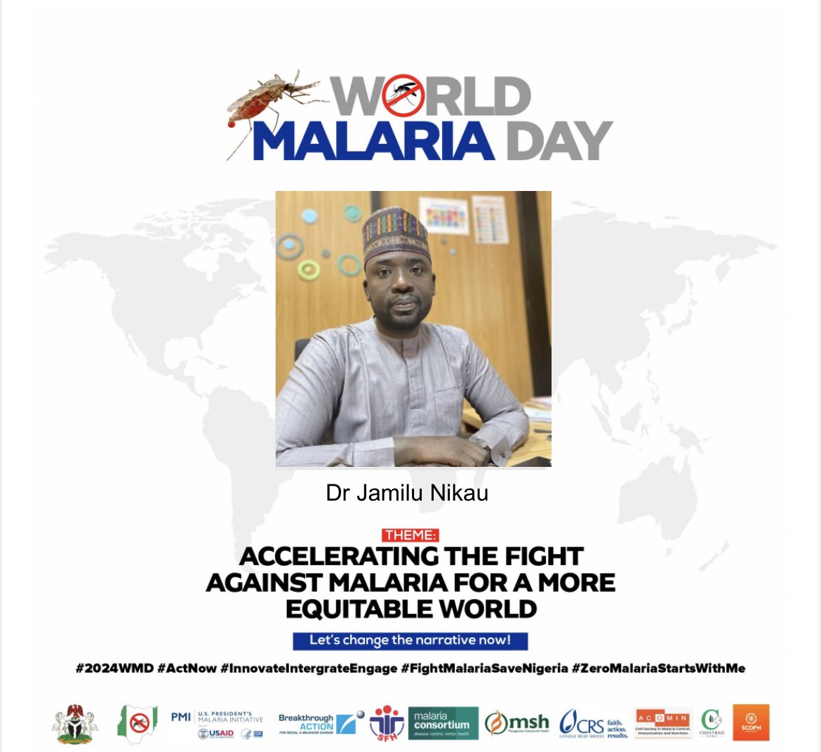 Jinikau's tweet photo. World Malaria Day 2024

THEME:
ACCELERATING THE FIGHT
AGAINST MALARIA FOR A MORE
EQUITABLE WORLD
Let's change the narrative now!

#2024WMD
 #ActNow 
#InnovateIntergrateEngage #FightMalariaSaveNigeria #ZeroMalariaStartsWithMe https://t.co/ZKCBXY31OV