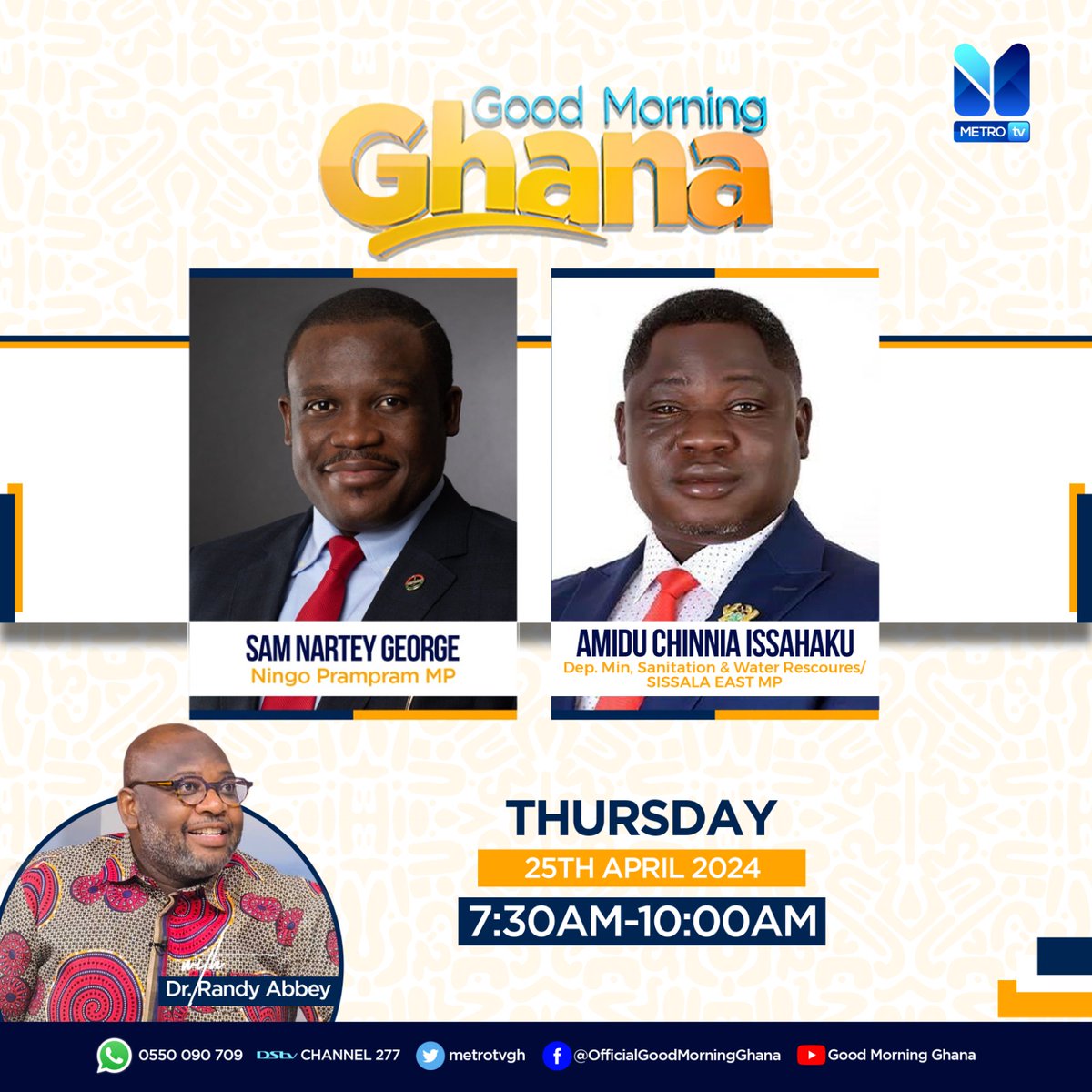 We go live shortly on @metrotvgh. It is #GoodMorningGhana. Let's go! 🦁💪🏾🇬🇭🔥