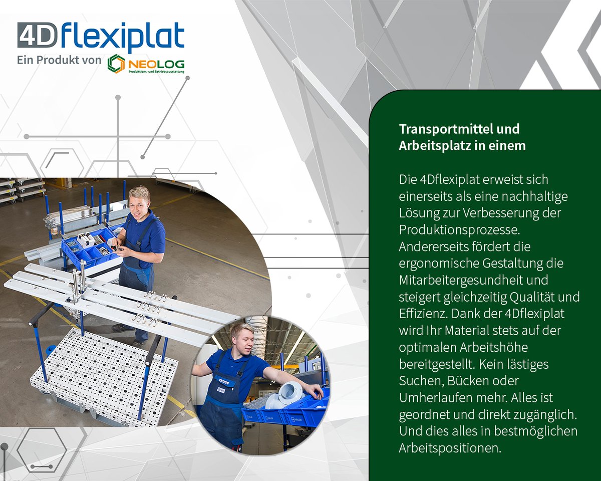 NeoLog_Landshut's tweet photo. 𝐖𝐢𝐫 𝐦ö𝐜𝐡𝐭𝐞𝐧 𝐝𝐞𝐢𝐧𝐞 𝐄𝐫𝐟𝐚𝐡𝐫𝐮𝐧𝐠𝐞𝐧 𝐡ö𝐫𝐞𝐧:
➡️Welche Herausforderungen siehst du beim Materialtransport?
➡️Wie könnten anpassbare Transportwagen deinen Arbeitsfluss optimieren?

#4Dflexiplat #Materialtransport #Innovation #Effizienz #neolog #Serviceoase https://t.co/U5CGZCkc7x