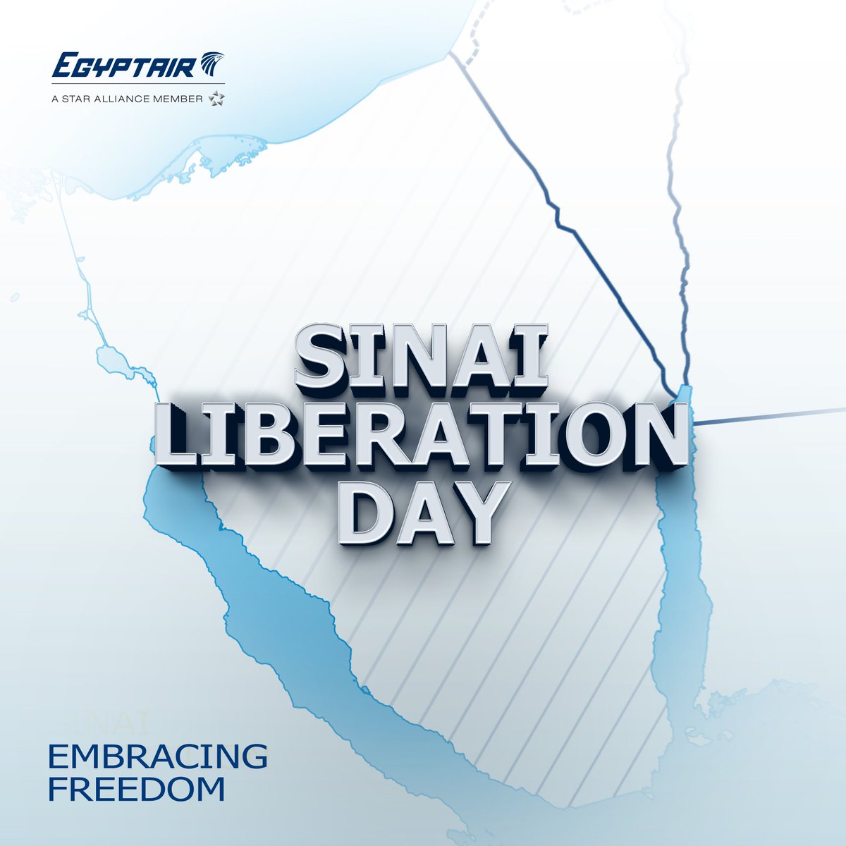 Marking Sinai Liberation: Celebrate with #EGYPTAIR as we honor the day of freedom and unity. Join us in commemorating this historic event!