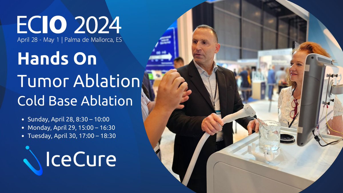 @IceCureMedical's #ProSense #Cryoablation System will take part in 3 hands-on training sessions at #ECIO2024 ❄Sunday, April 28, 8:30–10:00 ❄Monday, April 29, 15:00–16:30 ❄Tuesday, April 30, 17:00–18:30 Get your hands on our liquid-nitogen based system! @eciocongress