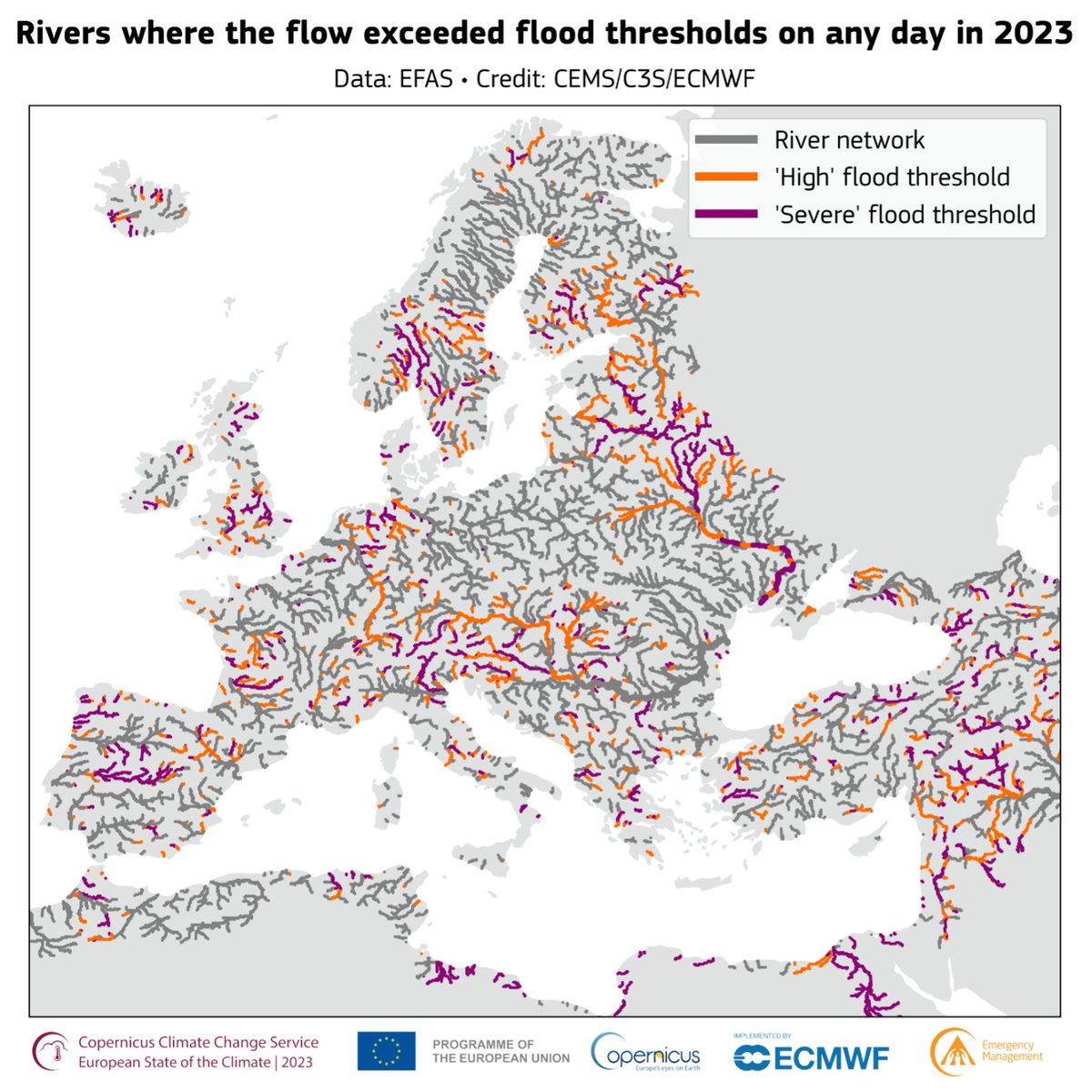 According to preliminary estimates from the International Disaster Database (EM-DAT), flooding in 2023 affected an estimated 1.6 million people in Europe and caused around 81% of the year’s economic losses due to climate impacts on the continent. 

wmo.int/publication-se…