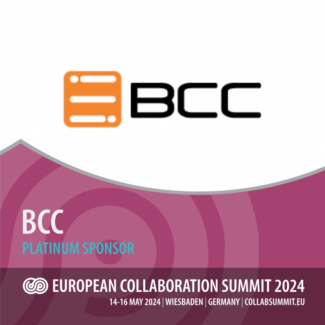 We are proud to announce that BCC @BCC_Ltd is a Platinum Sponsor of the European Collaboration Summit 2024! 🗓️ May 14-16 📍 Wiesbaden 🔗 visit csmmt.eu/collabsponsor 🔗 Learn about BCC: bcchub.com #CollabSummit2024 #BCC #PlatinumSponsor #TechInnovation