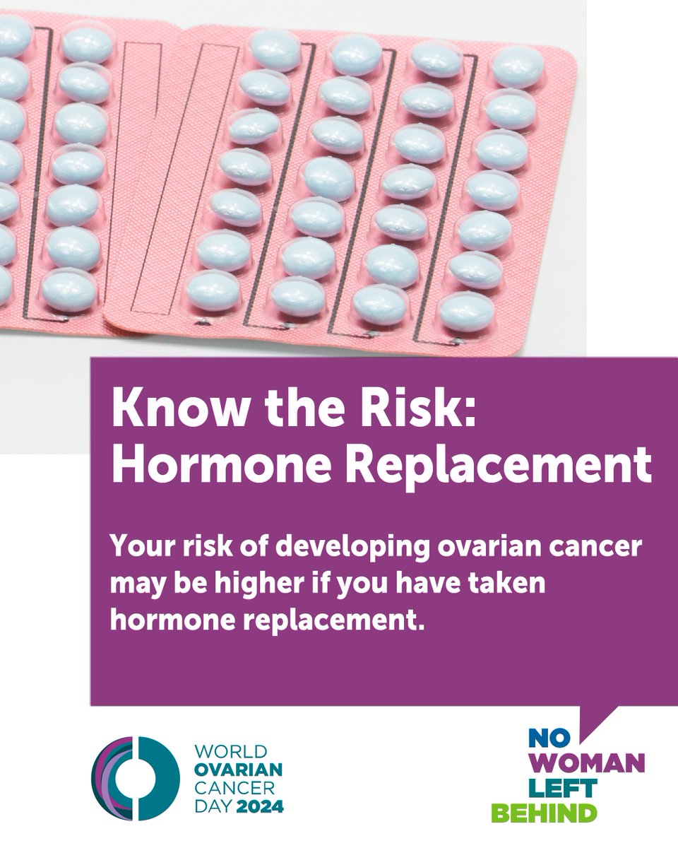 While the risk of developing #ovariancancer by taking #HRT is slightly higher, if you are concerned it is important to talk to your doctor so you can make an informed decision. The more we know, the more we can get to #NoWomanLeftBehind this #WOCD2024.

#WorldOvarianCancerDay