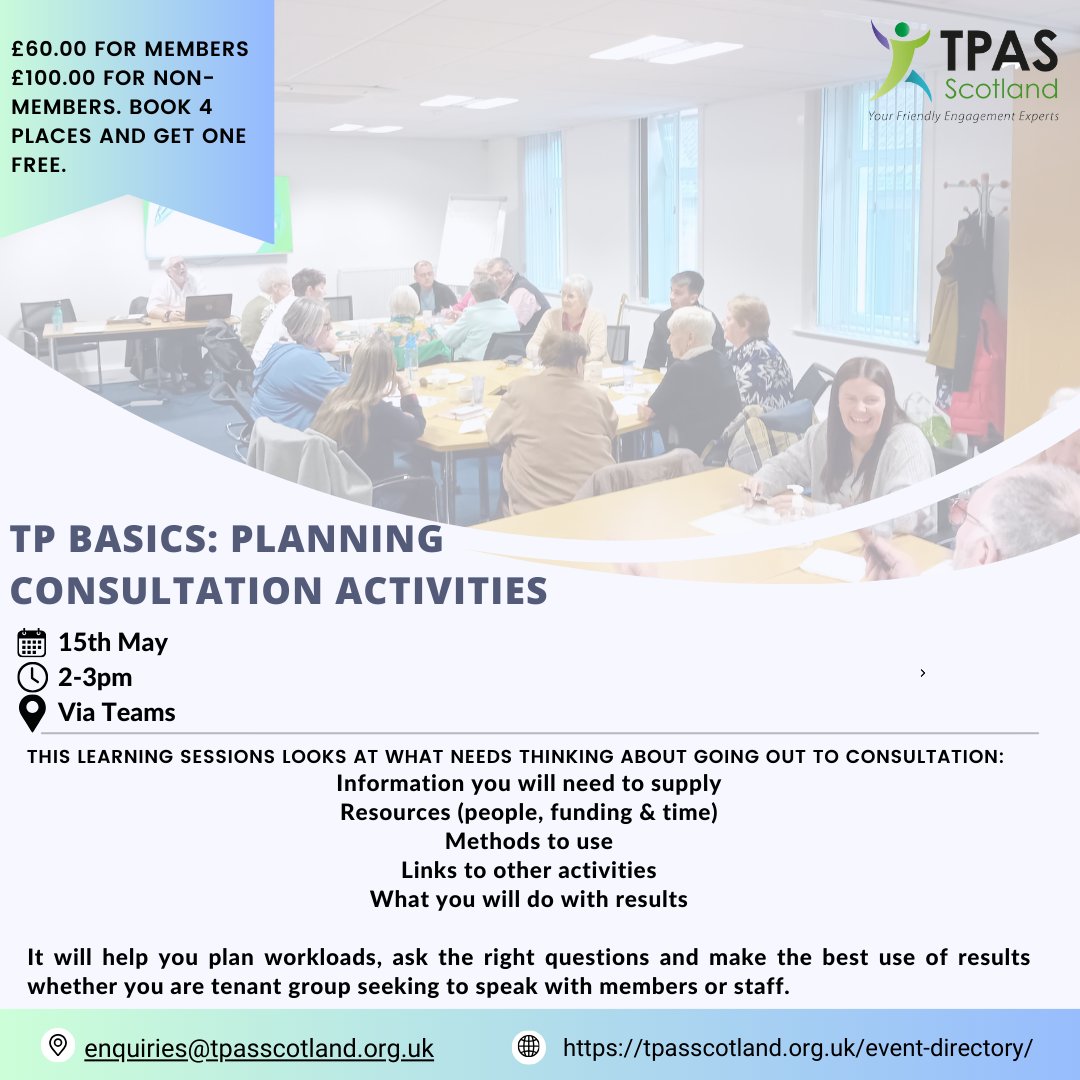 📣Planning Consultation Activities 📣 15th May 2-3pm Via Teams More info available on our website tpasscotland.org.uk #TPASScotland
