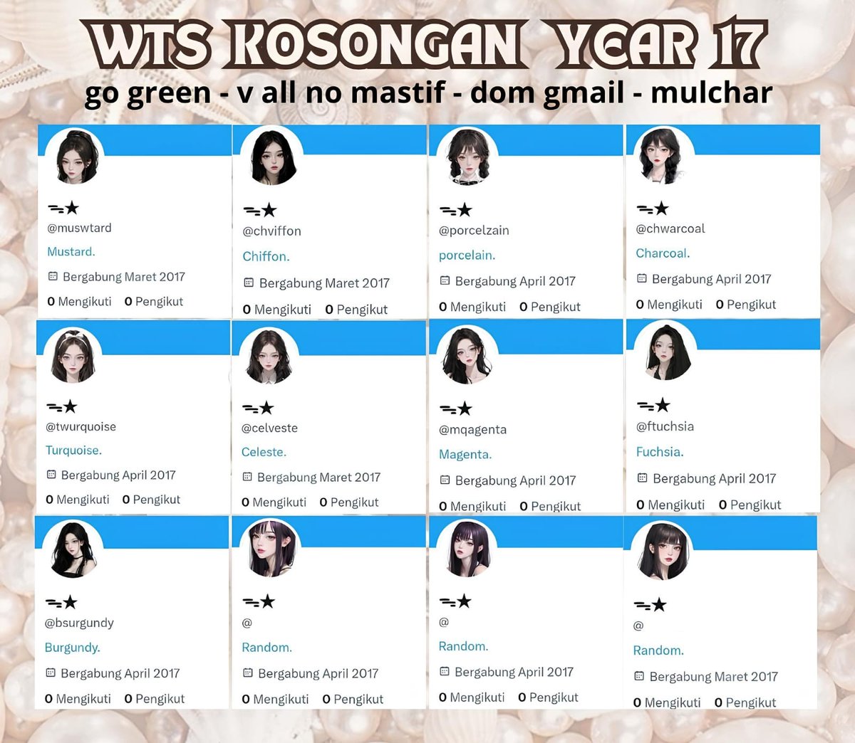WTS KOSONGAN Y17

✓ verif all (no mastip)
✓ dom gmail
✓ go green 
✓ masuk mt, ht dimainin dulu
✓ data email lengkap

💰 : 10k

#zonauang