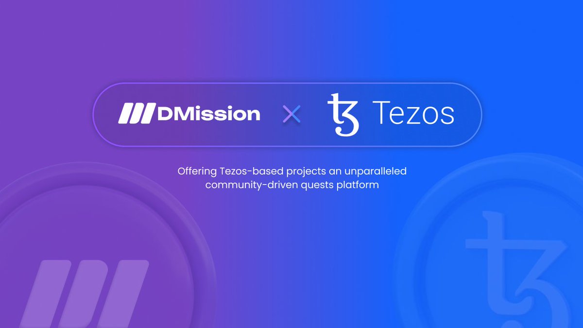 🤝 DMission Brings Blockchain Quests to Tezos ✨ We’re thrilled to announce that #DMission is now fully integrated with @tezos ✨ This integration with Tezos introduces a myriad of potential blockchain-based experiences to developers, gamers, and investors alike. 🚀 Stay tuned…