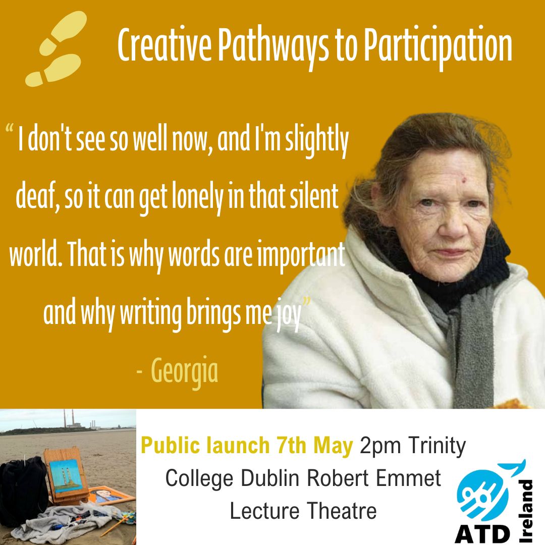 Creative Pathways to Participation @ATDIreland Public Launch Film showing, Poetry reading & Conversation Tuesday 7th May 2pm Trinity College Dublin @tcddublin Robert Emmet Lecture Theatre; Arts Building All Welcome #Poetry #culture #Endpoverty @coalition2030 @poetryireland