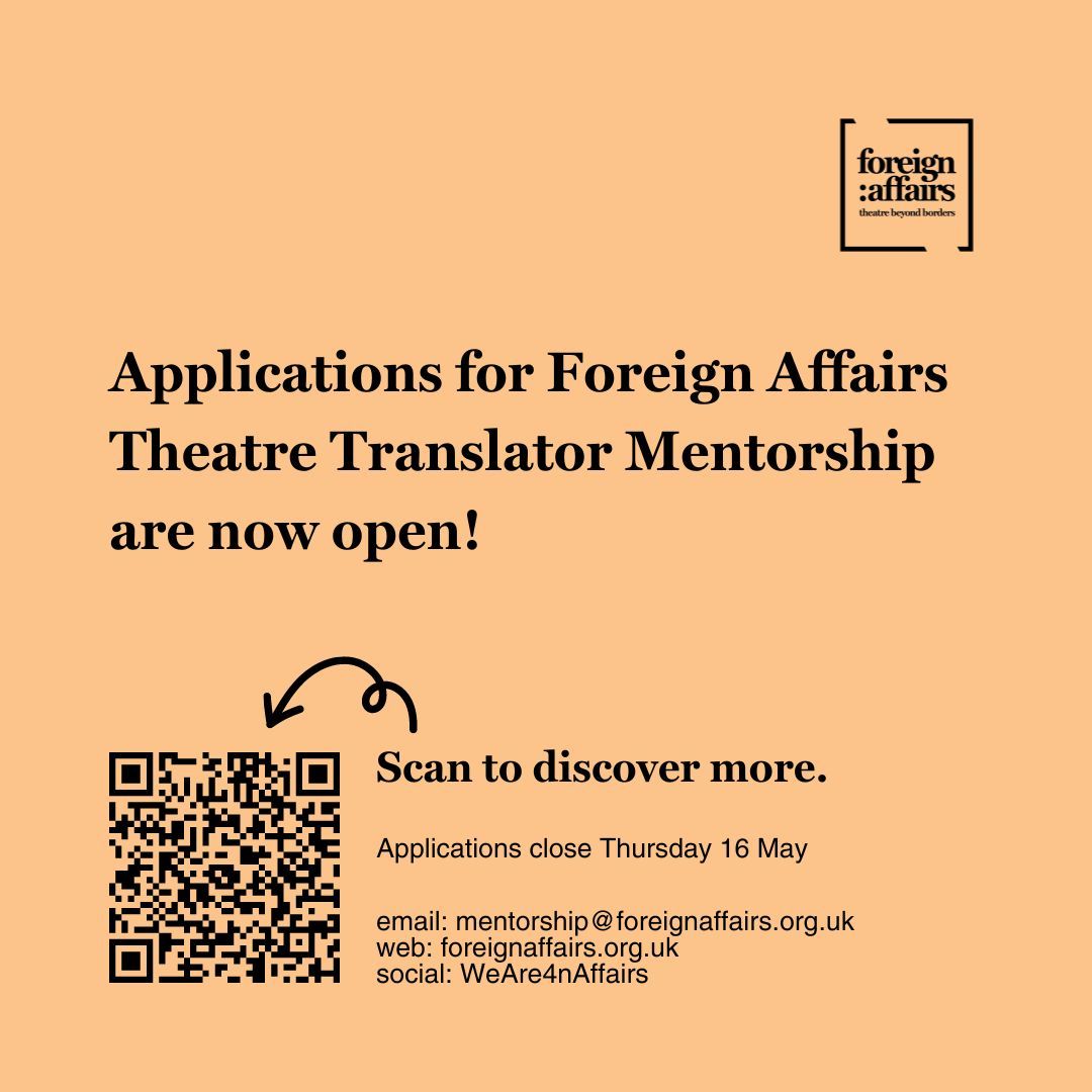 While we're in full swing with #BlackSwans, here's a friendly reminder that applications for our Theatre Translator Mentorship close in 3 weeks. Supported by @JerwoodF. ❤️ #TheatreInTranslation #Translator #Translation Discover more and apply here: bit.ly/FATTMentorship…