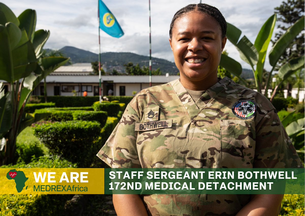 “I’m privileged to be here working with the incredible people of Burundi while we train & learn from each other.” 👀 Meet @USArmy Staff Sgt. Erin Bothwell, @44thMedBde, part of a 20-person team working in Burundi 🇧🇮 this month w/ #SETAFAfrica #MakingADifference in Africa! 🌍