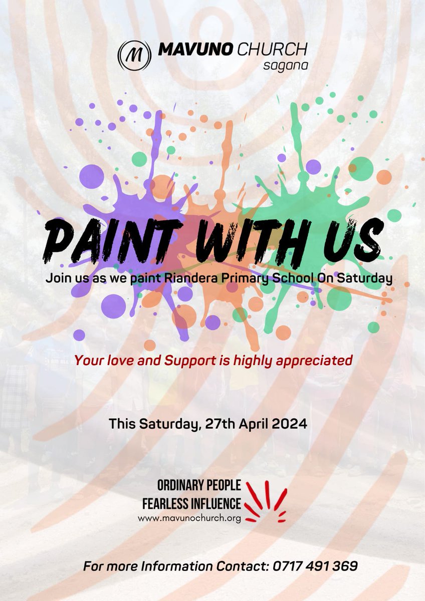 This weekend we are all about painting our community with love. And we are inviting to join us this weekend. Remember we are influencing our society one child at a time. #mavunosagana #callofduty #mavuno #spreadthelove #riandiraprimary