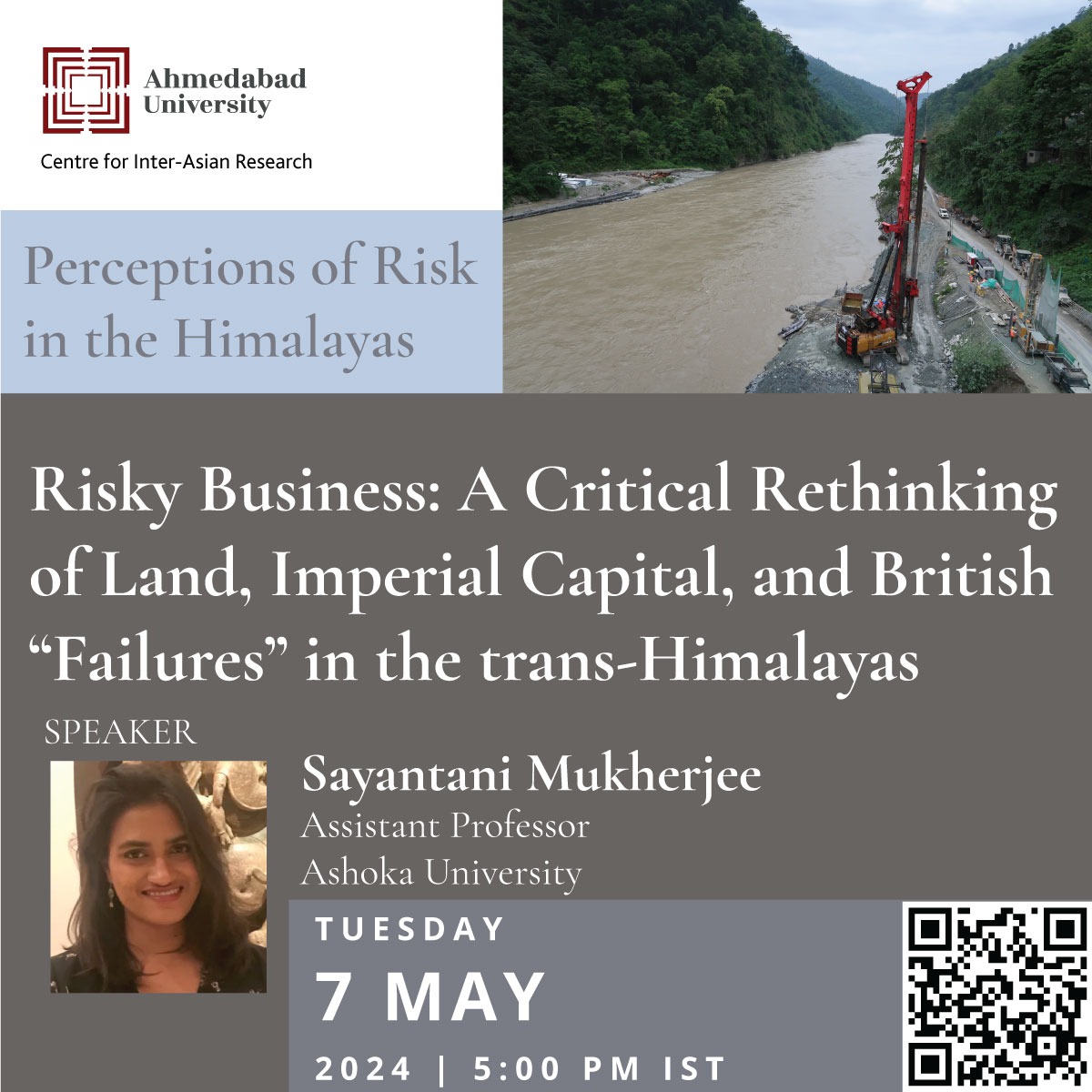 AhdUniv's tweet photo. Join us for Perception of Risk in the Himalayas Webinar Series, Risky Business: A Critical Rethinking of Land, Imperial Capital, and British “Failures” in the trans-Himalayas, by Sayantani Mukherjee, Assistant Professor, Ashoka University.

May 7, 2024 | 5 PM | Online Via Zoom https://t.co/MxaR7cjyil
