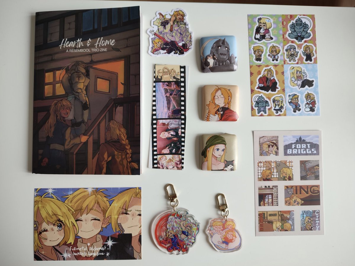 <a href="/fmatriozine/">Hearth & Home: A Resembool Trio Zine -COMPLETE</a> leftovers finally arrived yippiiieeeee 💛💛💛