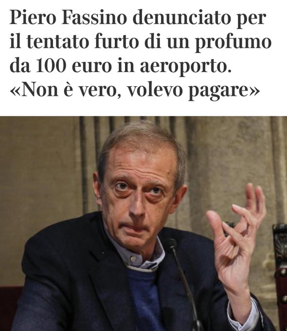 Che figure!!!  😂😂😂 #Fassino, deputato Pd (ex ministro della Giustizia) denunciato per furto di un profumo<a href="/tag/fassino"class="tags">#Fassino</a>