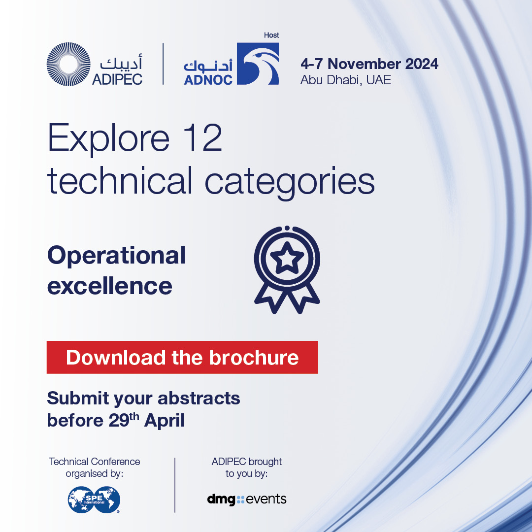 The ADIPEC Technical Conference, organised by SPE, will feature the 'Operation Excellence' category where topics like water management, energy optimisation and transition challenges, maintenance and innovative technologies and more will be discussed. Download the Technical…