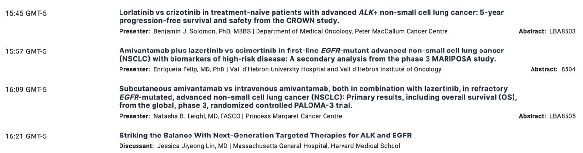 THis EGFR/ALK session will be interesting. Been avidly awaiting sc ami data as this might influence 1st line treatment choices? #ASCO24