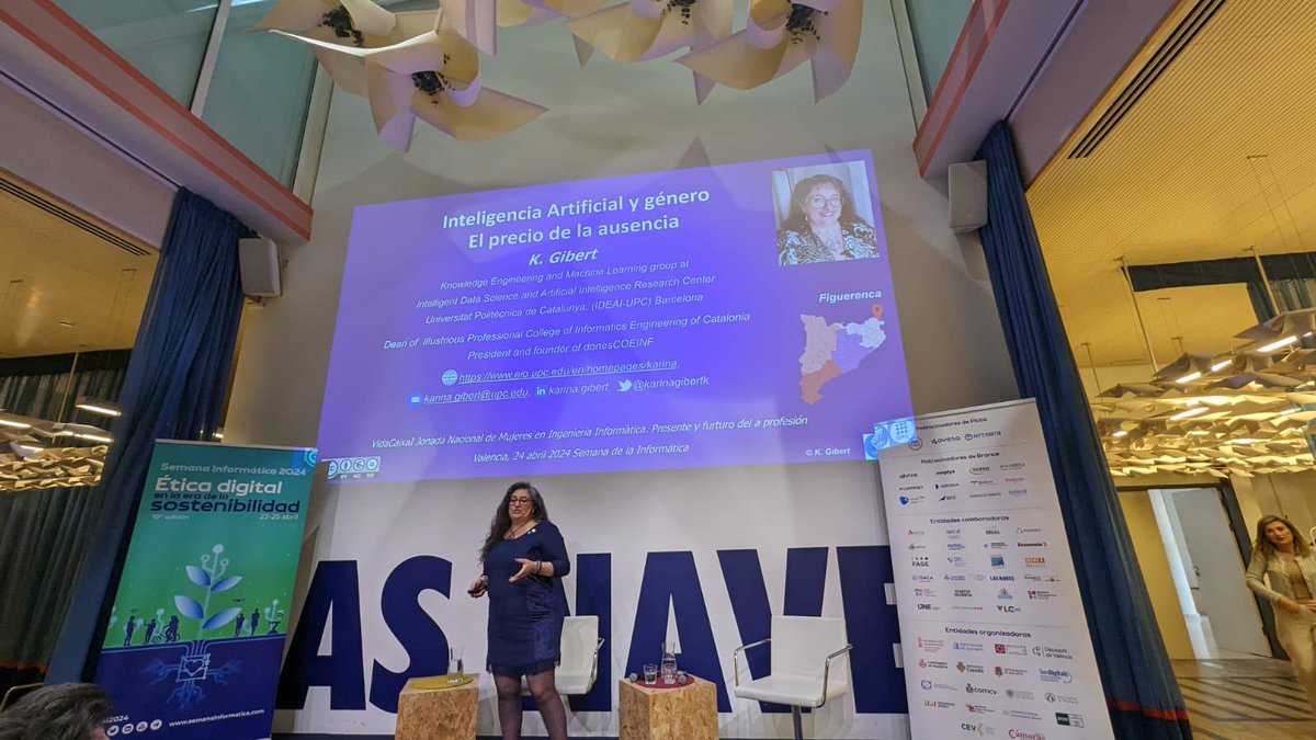 MujeresEnII's tweet photo. @MujeresEnII Hoy 25 de abril Día Internacional de las Niñas en las TIC, en las I Jornadas de Mujeres en Ingeniería Informática del @cciinfor en @coiicv #si2024 
Ponencia de Karina Gibert @KarinagibertK  sobre Inteligencia Artificial https://t.co/ZANO4e44Bu
