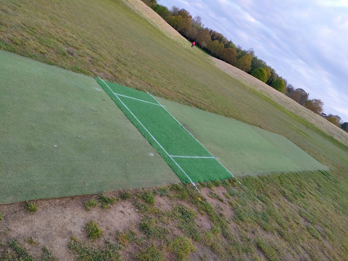 ... and finally for a long day slipped in a repair on @ACC_Cricket oldest pitch #CorcaghPark Both worn out creases cut out and replaced with @TigerTurfUK artificial @john432434