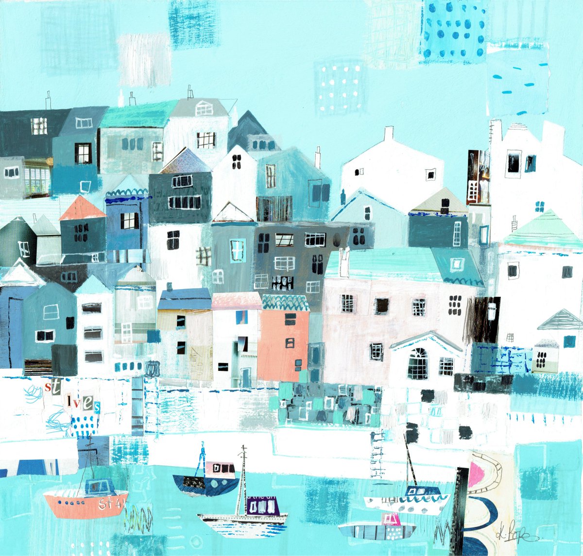 Coastal Art by Kate inspired by her trips to the pretty St Ives 💙 #stives #cornwall #wallart #painting #artist #art #originalart #originalpainting #paint #smallbusinessowners