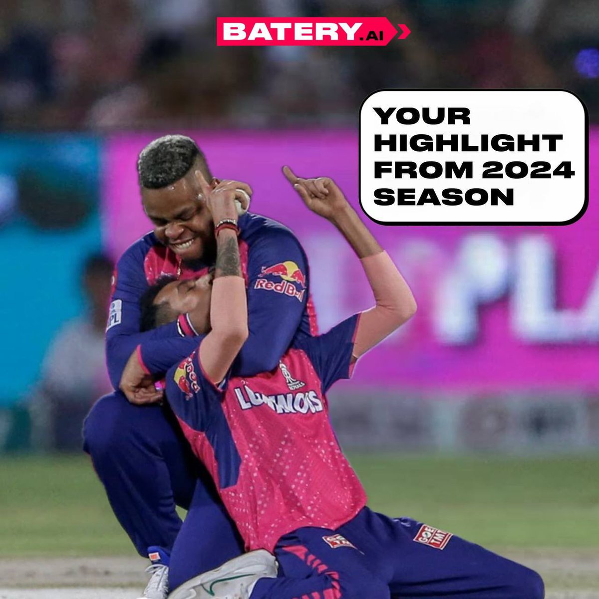 batery_ai's tweet photo. What’s been the highlight of this season so far for you? 🤩

Drop your top memories below and let’s relive the cricket excitement together! 🏏😁 https://t.co/RRyrRWnUzf