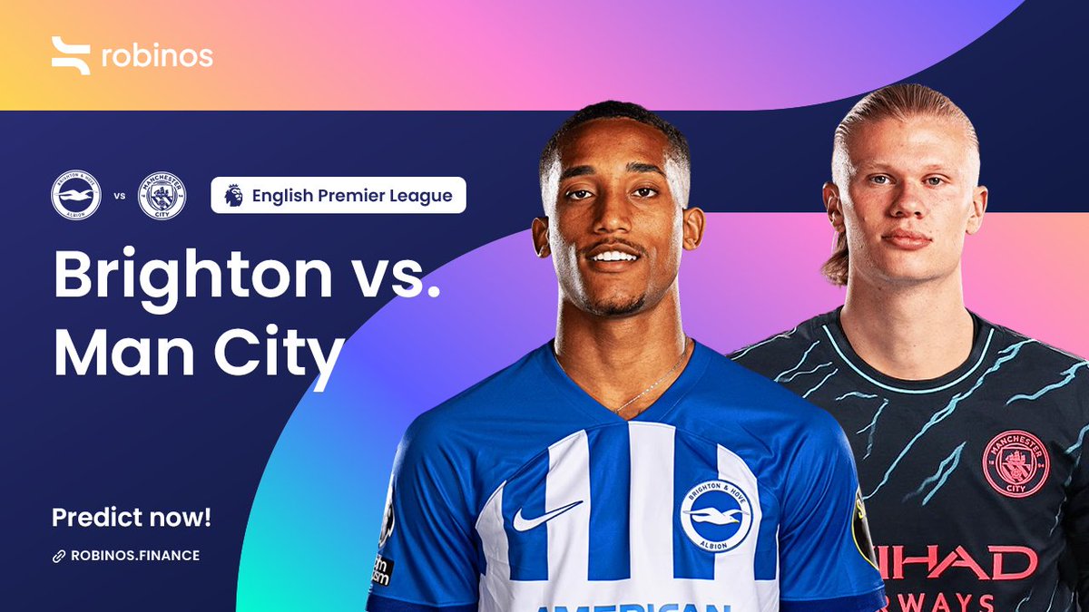 ⚽️ Brighton vs. Manchester City: Title race intensifies! Can City reclaim the top spot? Share your thoughts by predicting at: robinos.finance/events/versus #ManCity #Brighton #PremierLeague $RBN #RBNversus