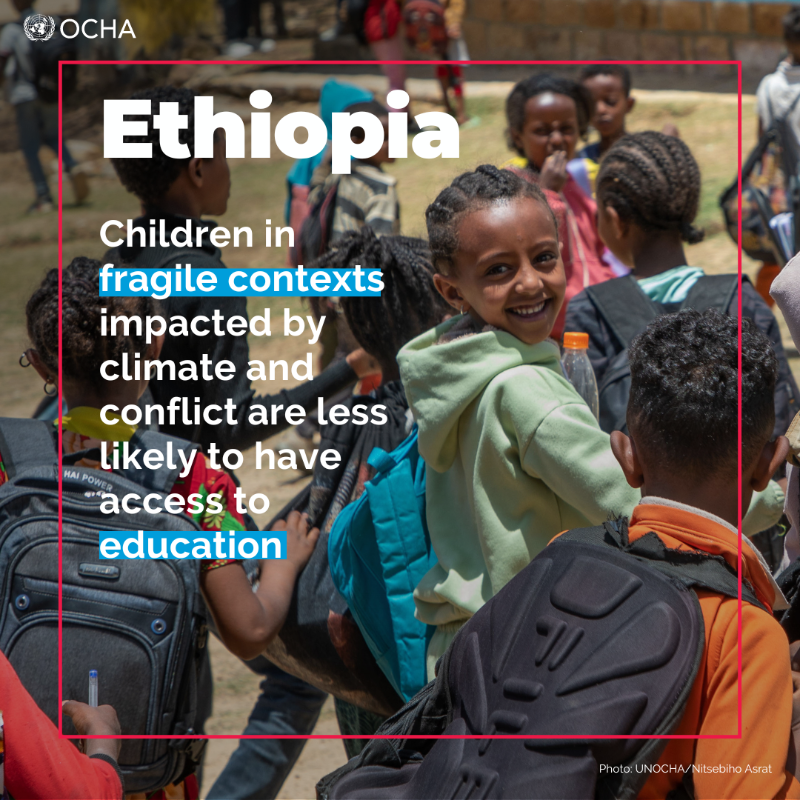 OCHA_Ethiopia's tweet photo. In Amhara Region:
❗4,178 schools closed due to ongoing insecurity &amp; impact of previous conflict
❗Some 300 schools damaged &amp; 350 non-functional
❗Over 4.1m children out of school
❗Over 1.5m children need school feeding services