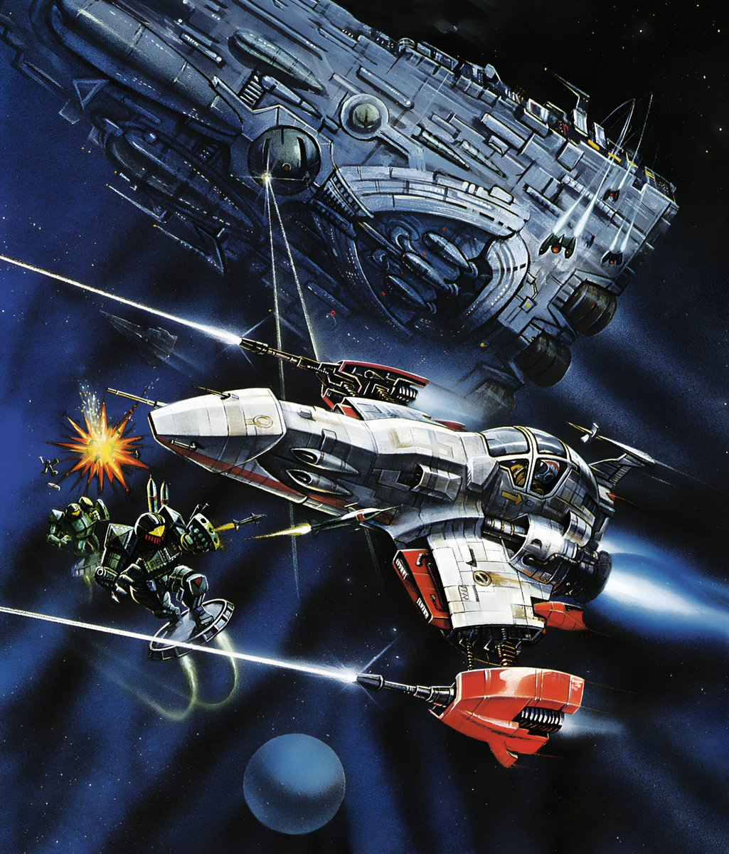 The artwork of #LighteningForce: Quest for the Darkstar aka #ThunderForce IV everywhere else, used on the cover of the #SegaGenesis release. Removed the logos taking a few liberties and applying the usual upscale/clean/retouch process. No clue on the artist, any info is welcome.