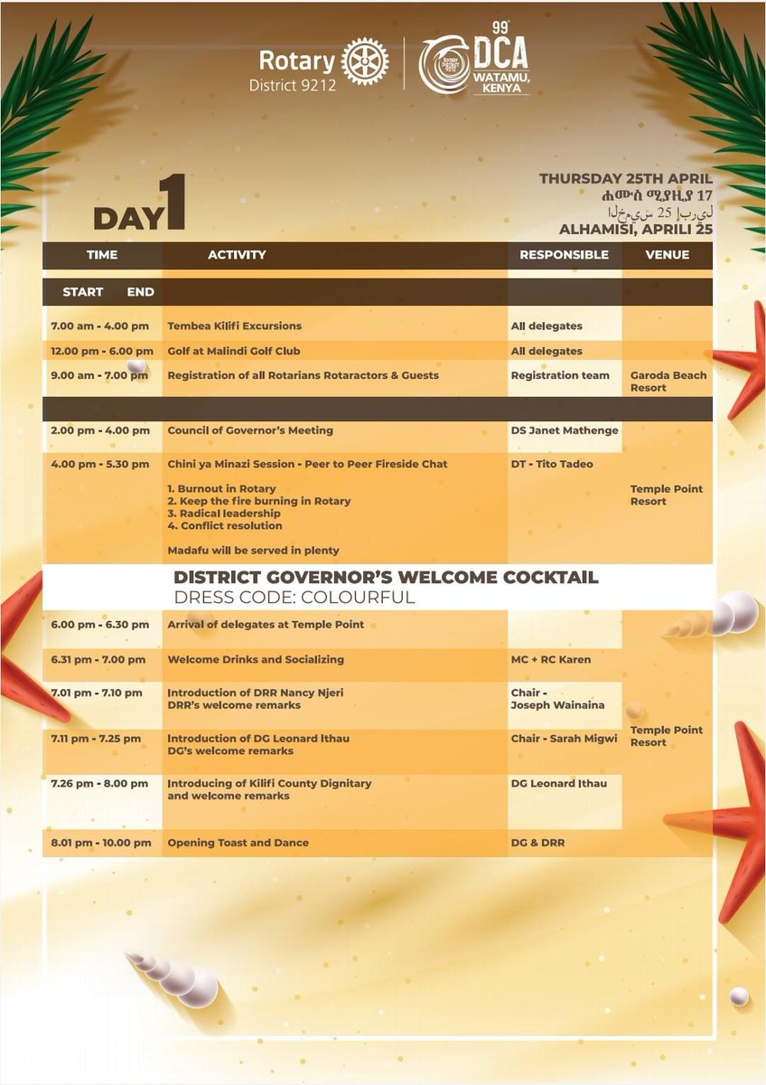 🌟Excitement feels the air as we kick off Day 1 of our much-awaited conference! Get ready for a day packed with networking, inspiration and fun 🎉.

Let the experience begin!

#RotaryDCAWatamu
#WeAreOneDCA