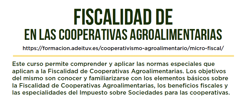 catedracae's tweet photo. 🚨 Curso online
🟢Fiscalidad en cooperativas agroalimentarias
▶️https://t.co/1SnrpKKbWD
🗓️ 29/04/24-19/05/24
🔛 Inscripciones abiertas 👆

🚨 Curs online
🟢Fiscalitat en cooperatives agroalimentàries
▶️https://t.co/1SnrpKKbWD
🗓️ 29/04/24-19/05/24
🔛Inscripcions obertes 👆 https://t.co/WKNLQxkQXT