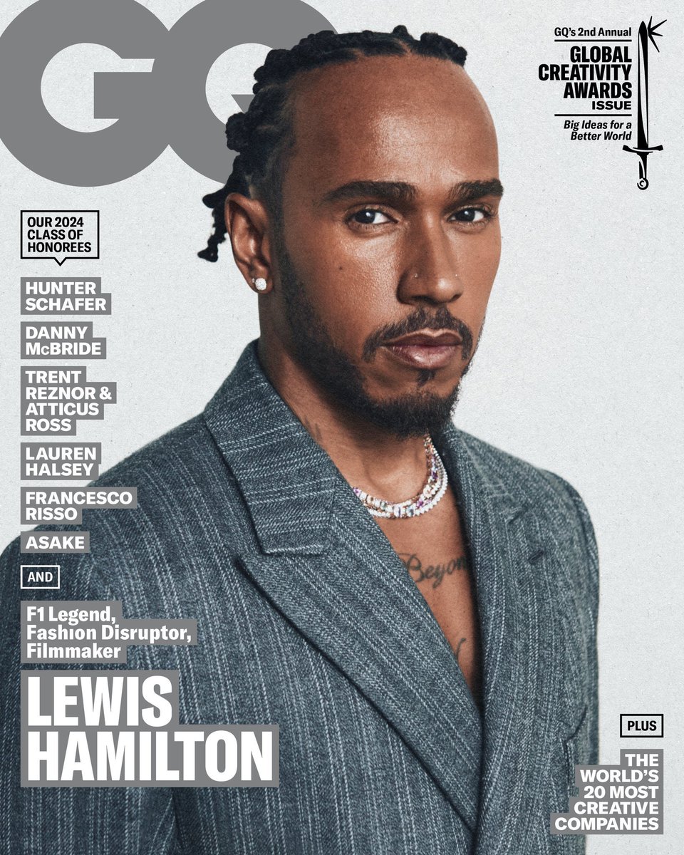 @LewisHamilton Presenting our #GQCreativityAwards cover star: @LewisHamilton 

The seven-time F1 champ is changing lanes, after one last season with Mercedes. But he’s looking far beyond that, towards the moves he’ll make in fashion and film after the flag drops on his racing