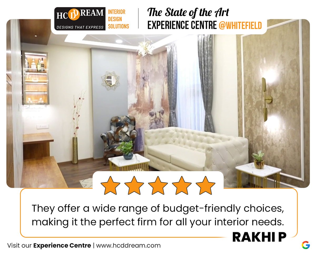 They offer a wide range of budget-friendly choices, making it the perfect firm for all your interior needs.

- Rakhi P 

drive.google.com/drive/folders/…

#clienttestimonial #happyclient #bangalorehomes #bangaloreinterios #HCDDREAMInteriorSolutions