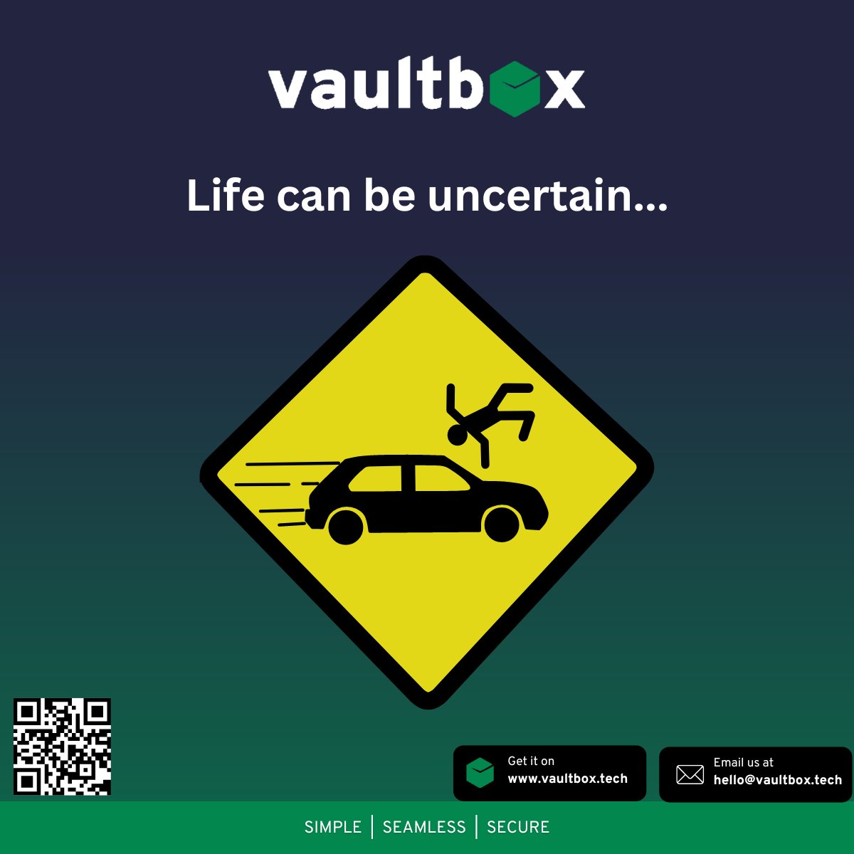 vaultbox_tech's tweet photo. Prepare for the unexpected with vaultbox.

Sign up now via https://t.co/AuKe5k4Gi7

#digitalvault #LegacyManagement #personalfinance #assetmanagement #legacyplanning #financialplanning #vaultbox #SignUpNow #accident #trafficaccident #RIP #unexpected #safety #protection https://t.co/9LCaUMV8ns